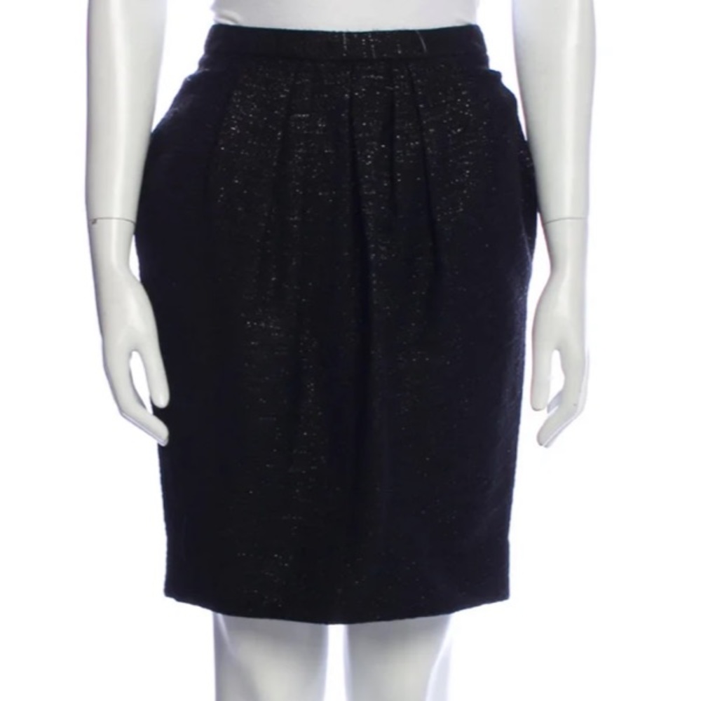 Peter Som pleated metallic wool mini Skirt in black high rise‎